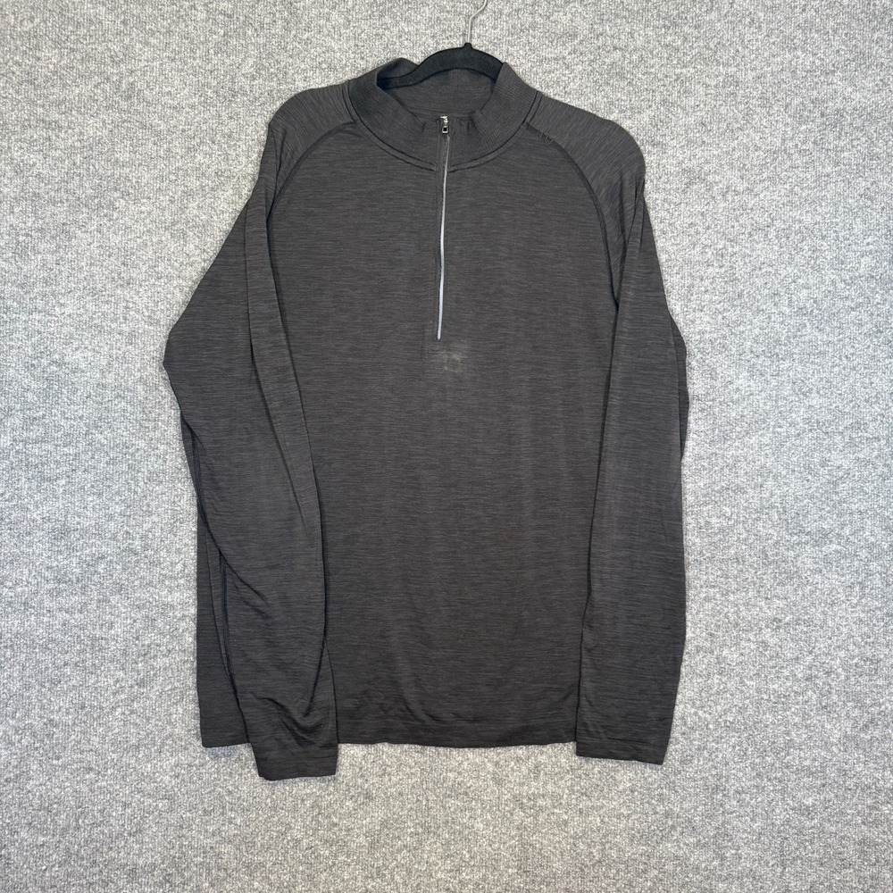 Lululemon Shirt Mens Large Black 1/4‎ Zip Pullover Stretch Performance Long Slv